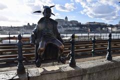 Little Princess Statue on the Danube promenade in Budapest, Hungary