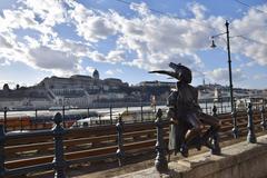 Little Princess Statue on the Danube Promenade in Budapest, Hungary