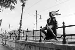 Little Princess statue on Danube promenade in Budapest