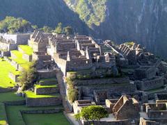 View from Inca Trail to Sun Gate at Machu Picchu, Peru