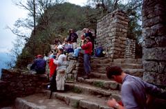 People waiting for sunrise at Inti Punku on the Inca Trail