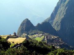 View from Inca Trail to Sun Gate at Machu Picchu, Peru