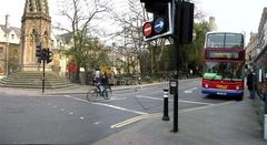 View southeast across Magdalen Street West, Oxford, with the Martyrs' Memorial on the left