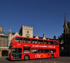 Oxford Bus Company bus on route 6 in St Giles' Street, Oxford, with Balliol college in the background