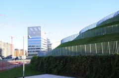 Hill in Portello Park with new Business District in the background