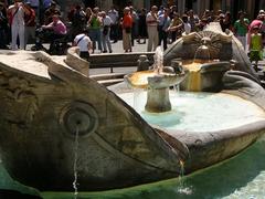 Fontana della Barcaccia near the Spanish Steps in the center of Rome