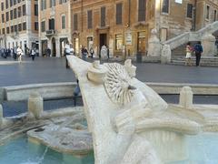 Fontana della Barcaccia detailed sculptures after 2014 restoration