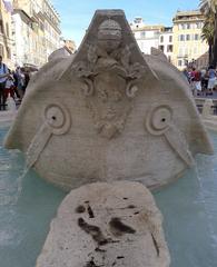 Fontana della Barcaccia after 2014 restoration with Papal Coat of Arms