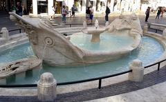 Fontana della Barcaccia after 2014 restoration from Scalinata di Trinità dei Monti corner