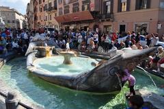 Fontana della Barcaccia in front of the Spanish Steps in Rome, Italy