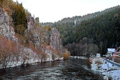 Ohře River near Svatošské Rocks in winter 2017