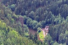 distant view of Svatošské skály and Jan Svatoš inn