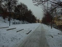 Petřín park in December in Malá Strana, Prague