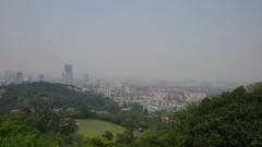 Panoramic view of a golf playground in Guangzhou seen from Luk Wu Park