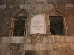 Capua palazzo Fieramosca tower window and commemorative plaque for Ettore Fieramosca