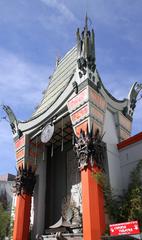 Grauman's Chinese Theatre entrance with iconic red columns and ornate designs