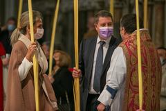 President Emiliano García-Page attending Palm Sunday Mass at Toledo Cathedral on March 28, 2021