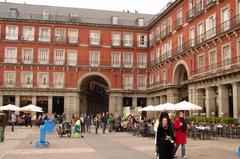 Madrid cityscape with Plaza Mayor and surrounding rooftops