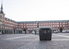 Yellow containers in Plaza Mayor for recycling