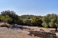 Philopappos Hill from the Diateichisma on the Pnyx, July 24, 2019