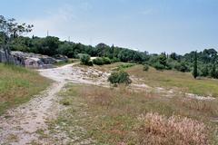 View of Pnyx Hill in Athens with cityscape