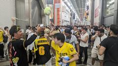 Hanshin Tigers supporters at Shinsaibashi