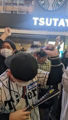 Hanshin Tigers supporters celebrating the team's Japan Series win