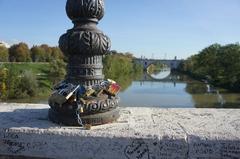 Detail of historic Ponte Milvio bridge in Rome