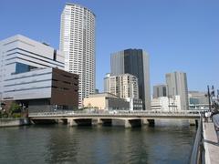 Tamae-bashi Bridge and Hotarumachi Urban Renewal Area in Osaka, Japan