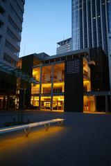 ABC building in Osaka City with a crosswalk and street view