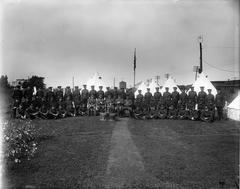 Army picket guard at Highlands station, Lasalle, QC, 1918