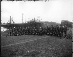 Army picket guard at Highlands station, Lasalle, QC, 1918