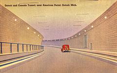 Detroit Michigan-Windsor Ontario Tunnel construction postcard