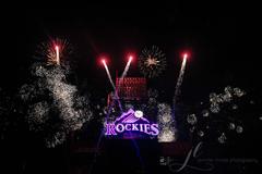 Fireworks over Colorado Rockies scoreboard