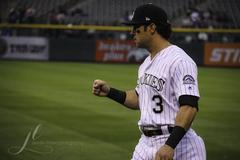 Mike Tauchman of the Colorado Rockies before a game against the San Diego Padres on April 10, 2018 at Coors Field