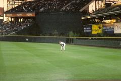 Larry Walker playing right field for the Colorado Rockies at Coors Field in 2001