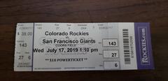 Coors Field Colorado Rockies Ticket Stub