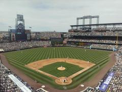 Coors Field during a game in May 2014 with the new rooftop deck in right field