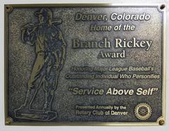 Branch Rickey Award plaque at Coors Field