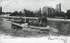 Boadicea paddle steamer leaving Lambeth Palace Pier, 1902