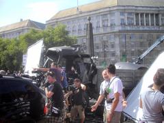 Film set on Lambeth Bridge in London