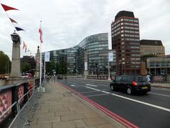 Flags flying on Lambeth Bridge