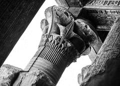 Detailed carvings and Egyptian hieroglyphic symbols on the walls in Khnum temple, Esna, Egypt