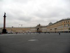 Dvortsovaya Square in Saint Petersburg featuring historical buildings and a clear blue sky