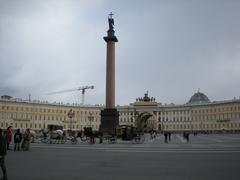 Dvortsovaya Square in front of the Hermitage in St. Petersburg, Russia, with Alexander Column and General Staff Building