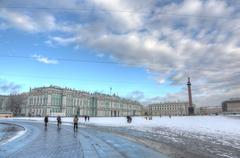 Hermitage building in a lush green landscape