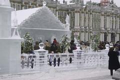 Ice building in Saint Petersburg, Russia during winter