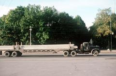 KrAZ-258 tractor truck with transport trailer in Leningrad, 1985