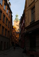 Church of Saint Nicholas in Stockholm from Stora Gråmunkegränd street