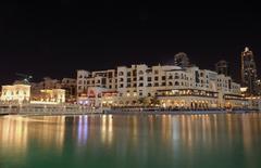 Boat at Dubai Waterfront with light painting